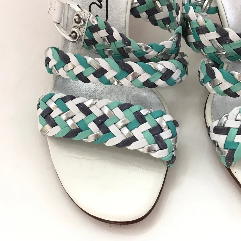 BRIGHTON Braided Leather Kitten Heel Sandals Tress Women’s Size 7